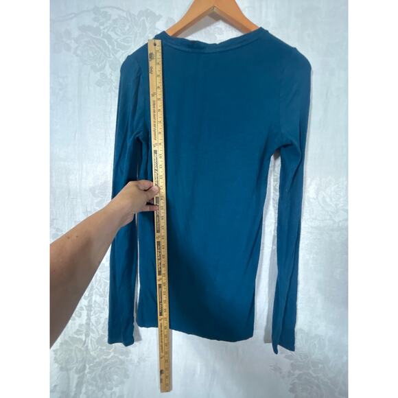 Saturday Sunday Anthropologie Top Medium Teal Ribbed Long Sleeve Layering Tee - Picture 6 of 6